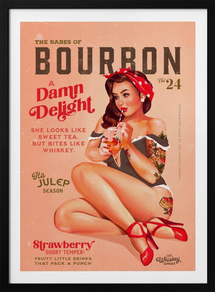 Bourbon Babes Vol 22 Vintage Pinup Girl trinkt einen Cocktail | Poster