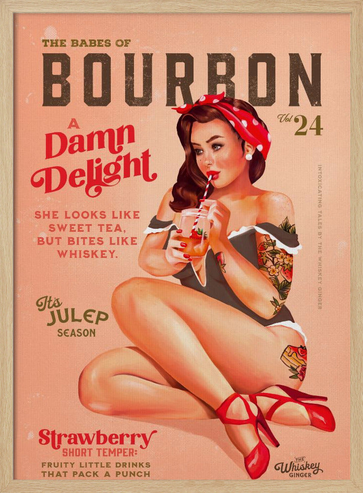 Bourbon Babes Vol 22 Vintage Pinup Girl trinkt einen Cocktail | Poster