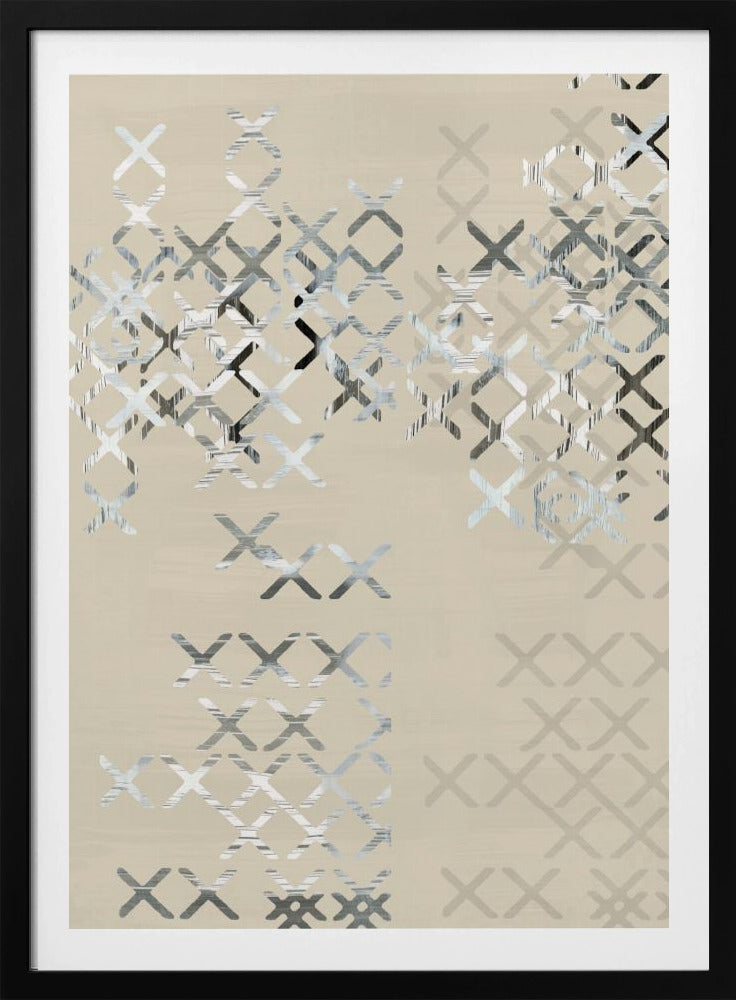 Minimal X's and O's Black and White Composition 2 | Poster