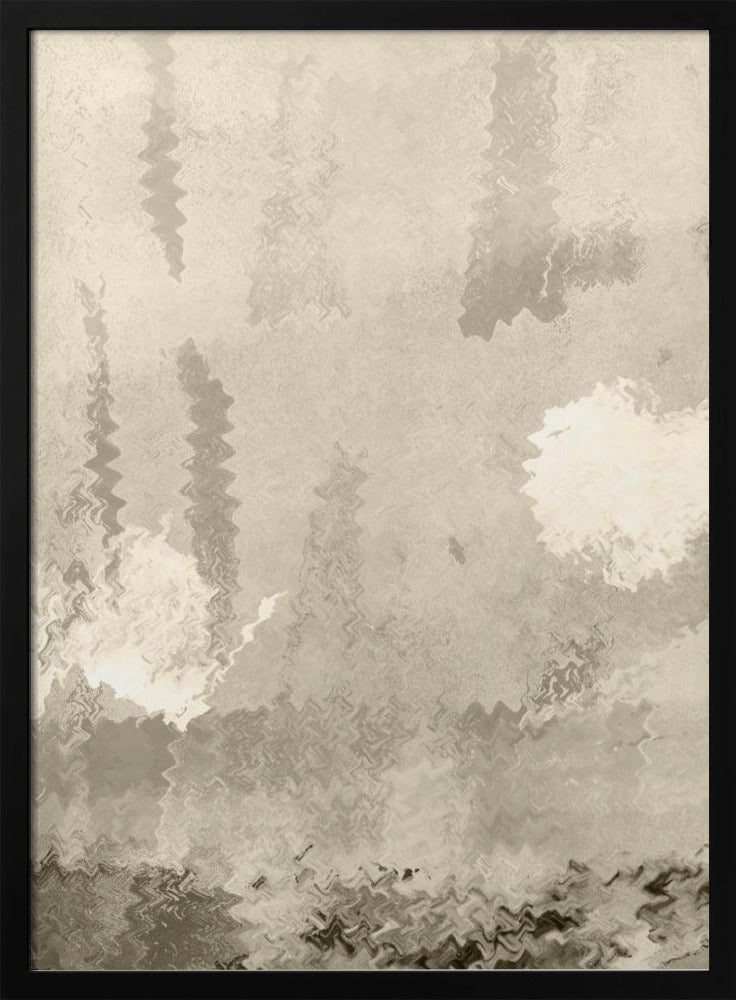 Zwei Monde. Reflexionen. Abstrakte Landschaft in neutralen Farben Nr. 1 | Poster