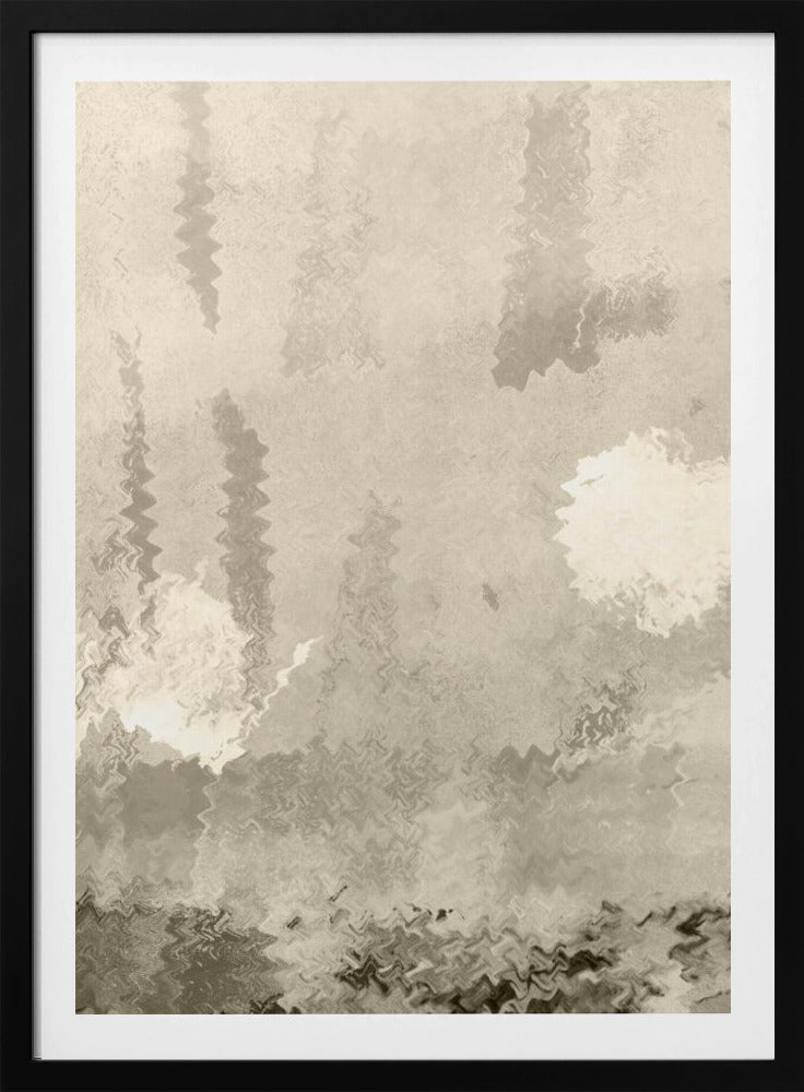 Zwei Monde. Reflexionen. Abstrakte Landschaft in neutralen Farben Nr. 1 | Poster