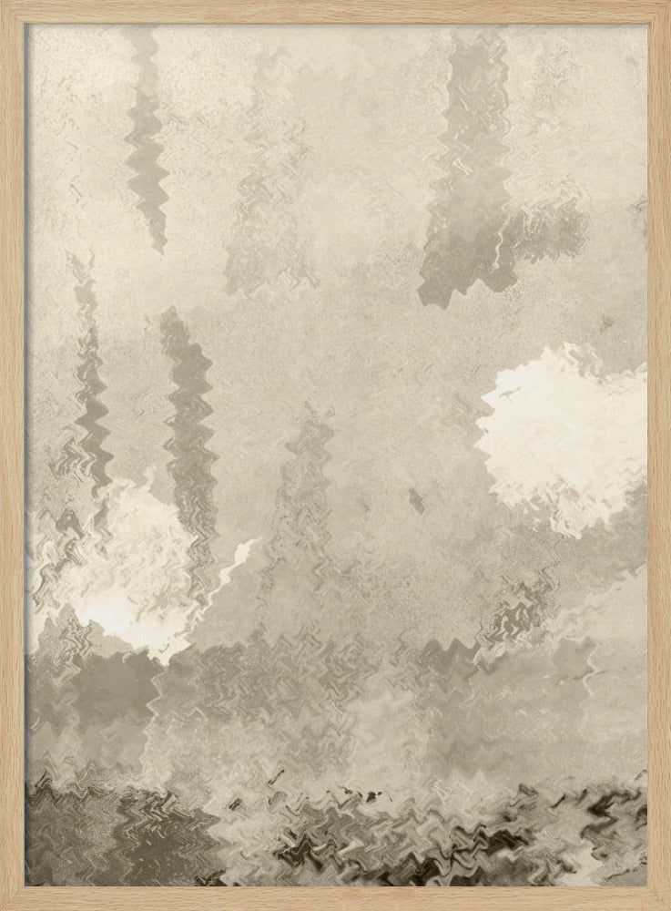 Zwei Monde. Reflexionen. Abstrakte Landschaft in neutralen Farben Nr. 1 | Poster