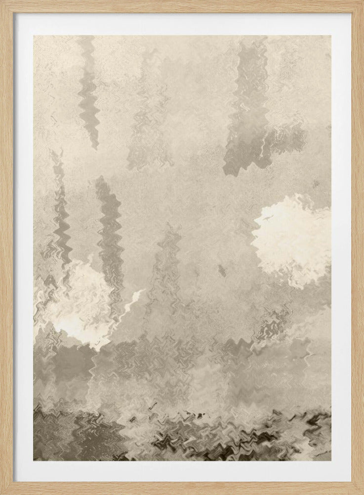 Zwei Monde. Reflexionen. Abstrakte Landschaft in neutralen Farben Nr. 1 | Poster
