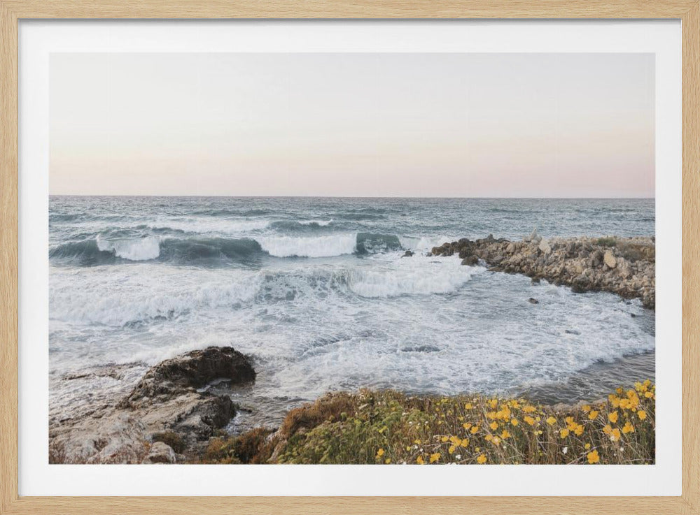 Meereslandschaft und Mohnblumen | Poster
