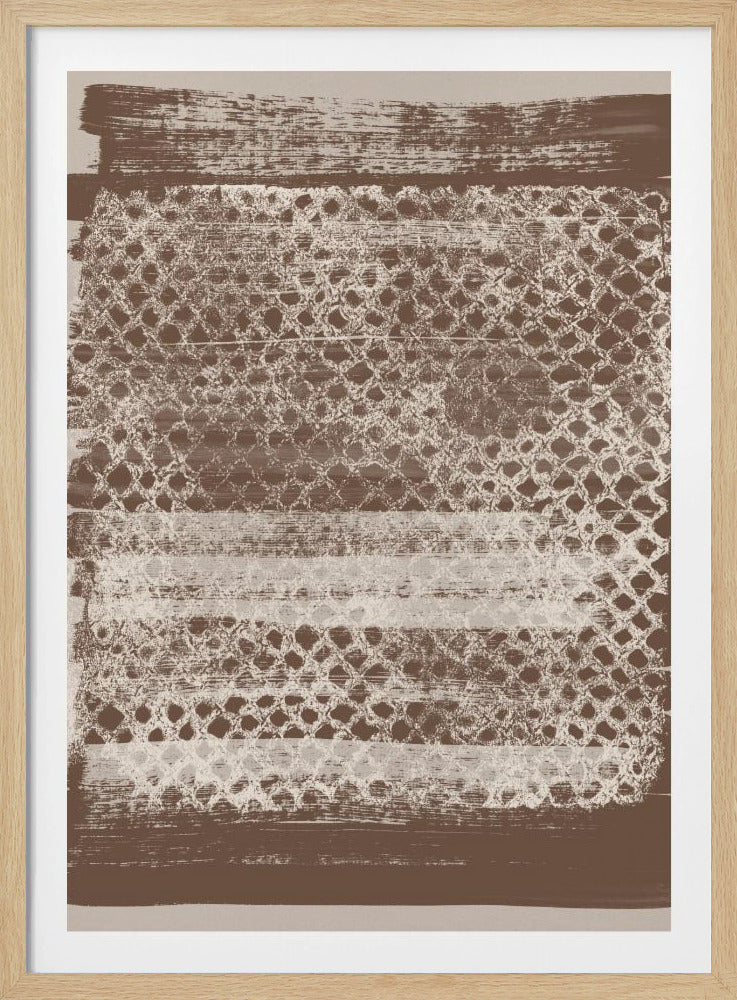 Neutrales Muster. Weiße Monotypie-Textur auf Braun. | Poster