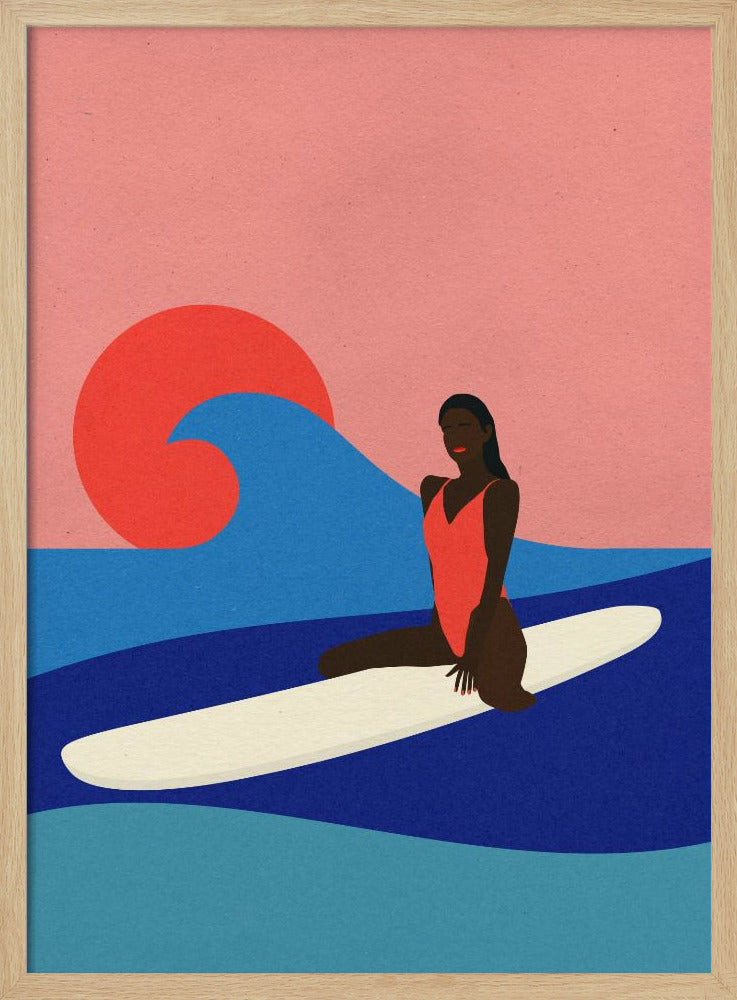 Mädchen auf einem Surfbrett | Poster