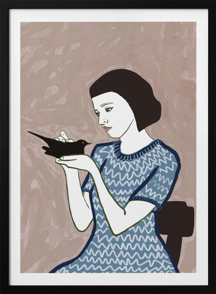 Vogeldame sitzend | Poster