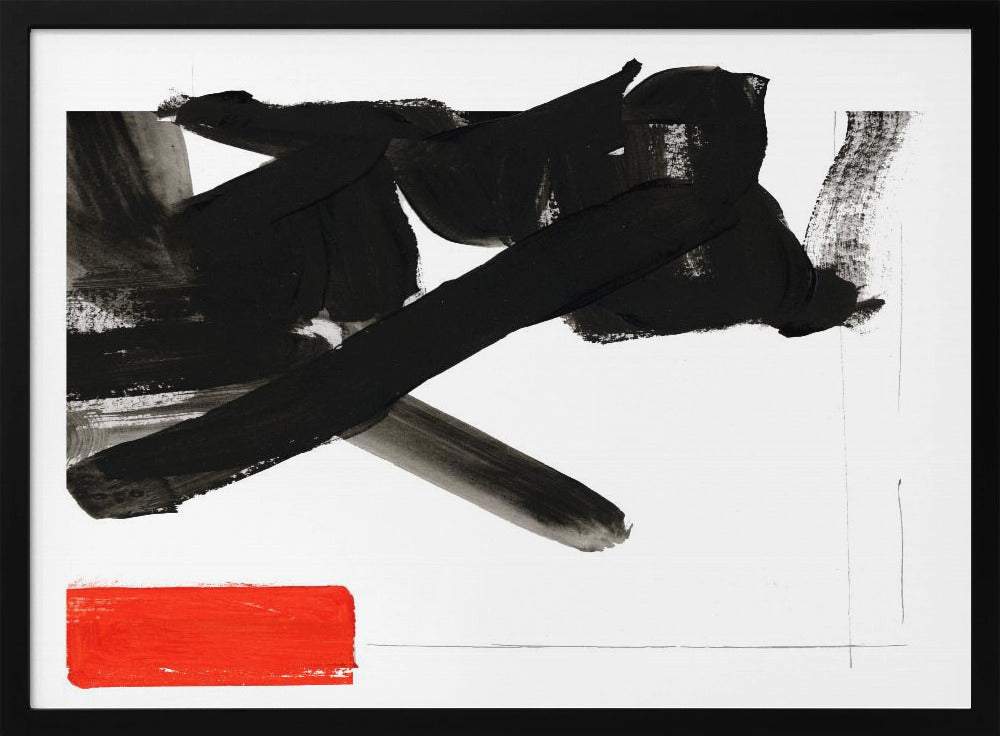 Zen-Pinselstrich mit rotem Block 1 | Poster