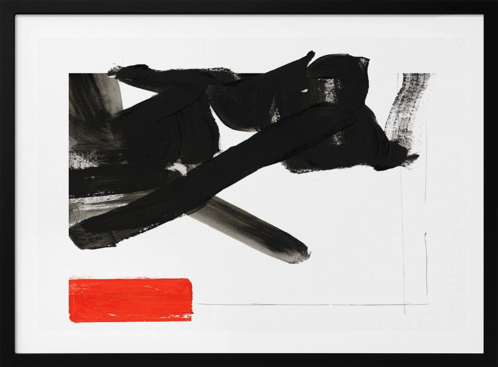 Zen-Pinselstrich mit rotem Block 1 | Poster