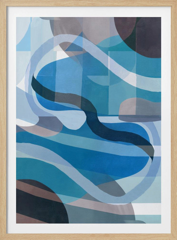 Abstract Blue and Neutral Swervy Shapes 1 | Poster