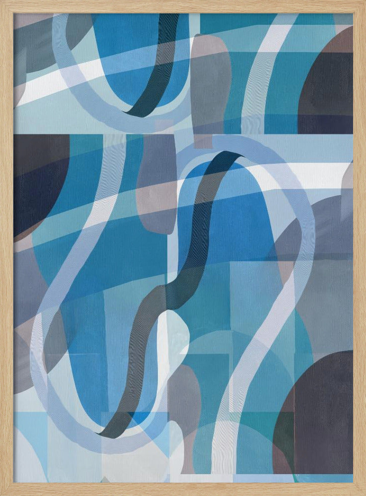 Abstract Blue and Neutral Swervy Shapes 2 | Poster