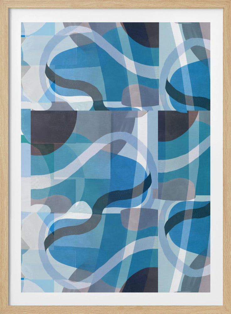 Abstract Blue and Neutral Swervy Shapes 3 | Poster