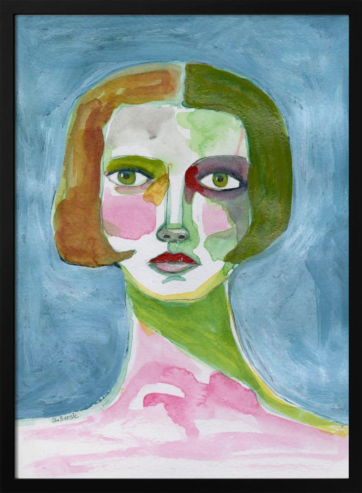 Dame mit Bob-Haarschnitt Blau | Poster