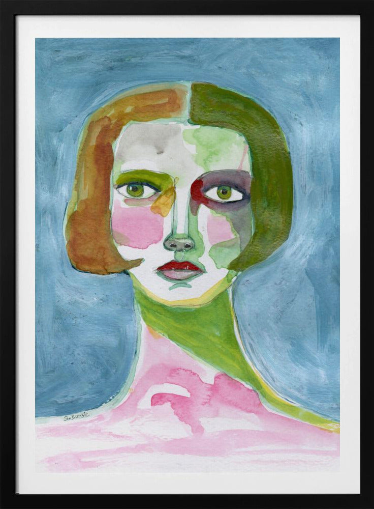 Dame mit Bob-Haarschnitt Blau | Poster