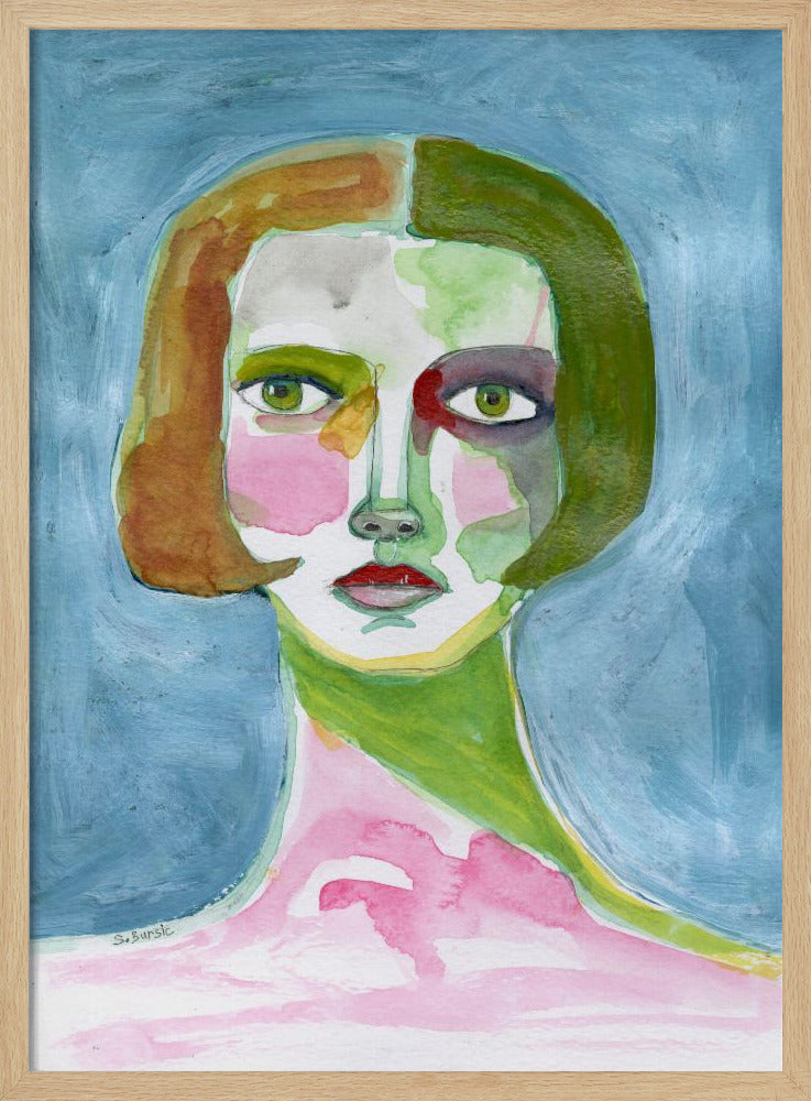 Dame mit Bob-Haarschnitt Blau | Poster