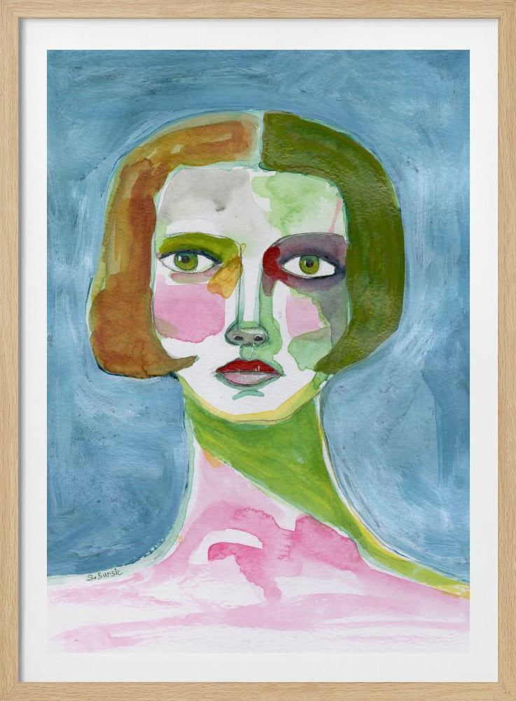 Dame mit Bob-Haarschnitt Blau | Poster