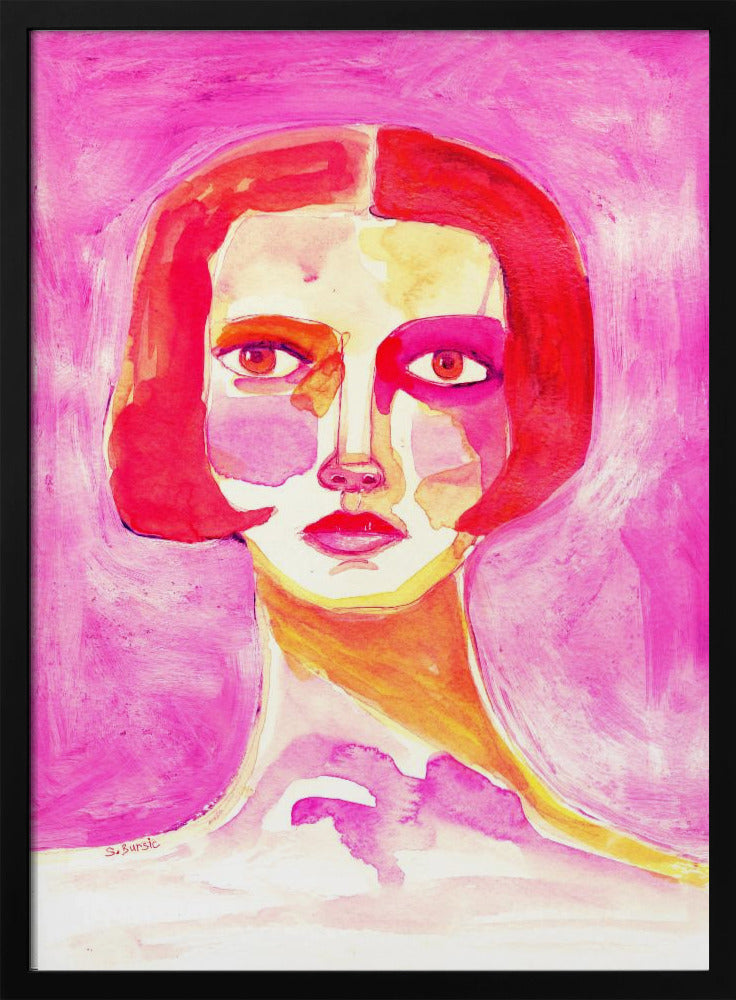 Dame mit Bob-Haarschnitt in Pink | Poster