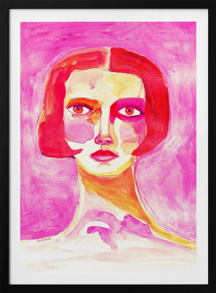 Dame mit Bob-Haarschnitt in Pink | Poster