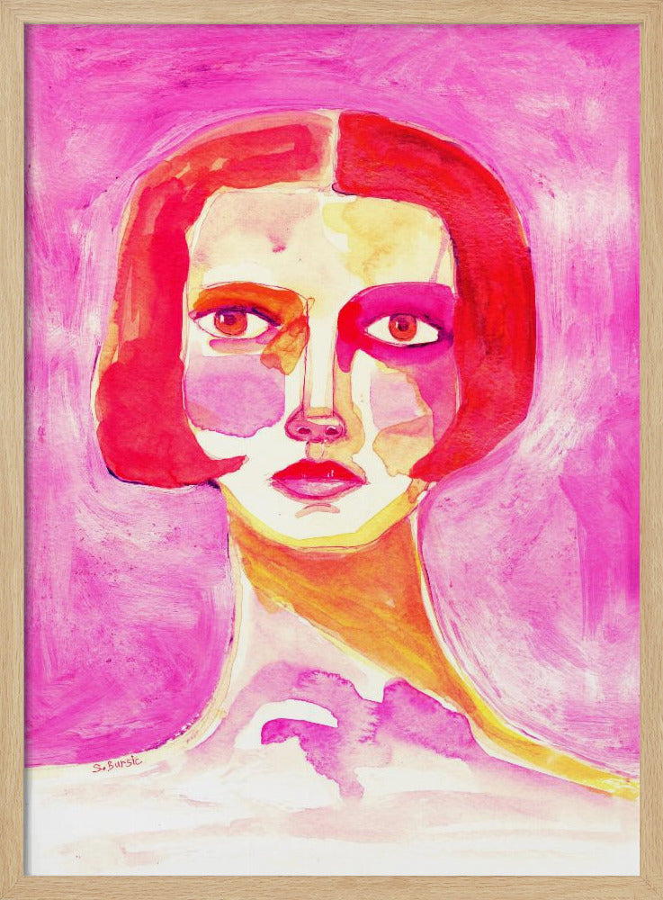 Dame mit Bob-Haarschnitt in Pink | Poster