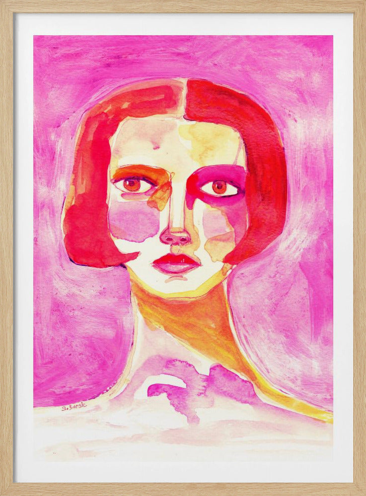 Dame mit Bob-Haarschnitt in Pink | Poster