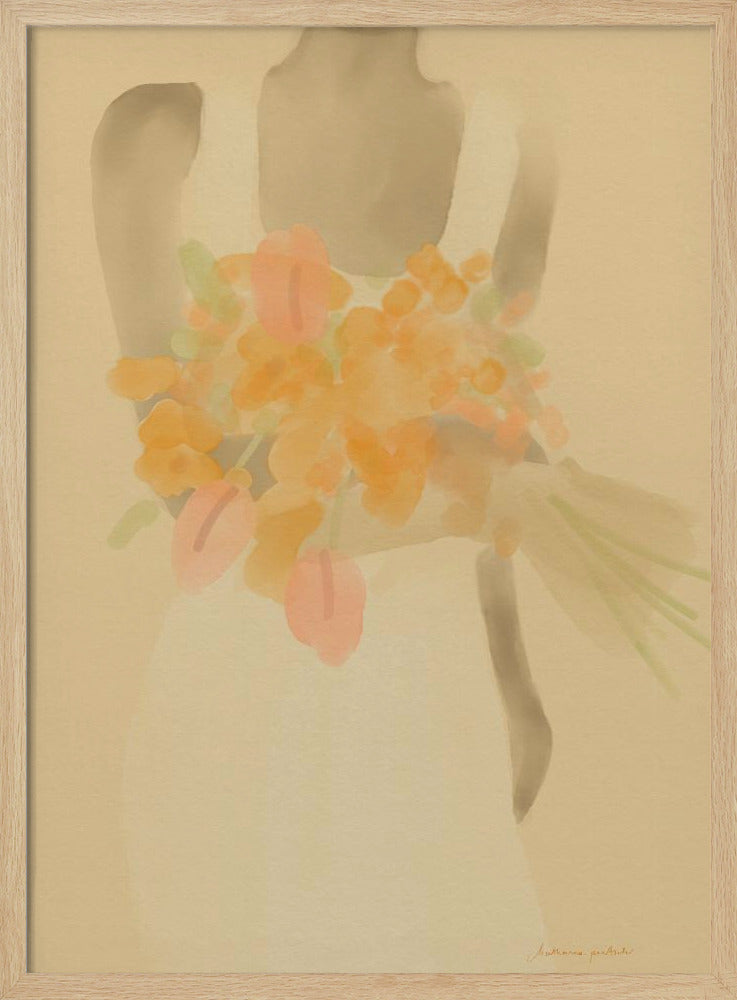 Mädchen mit orangefarbenen Blumen | Poster