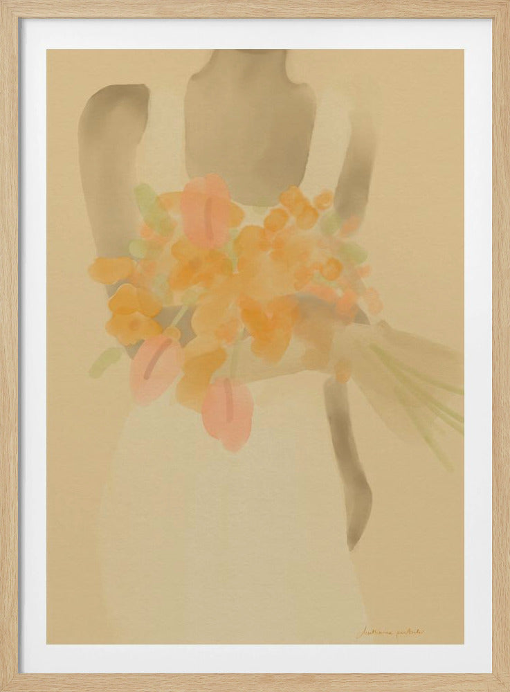 Mädchen mit orangefarbenen Blumen | Poster
