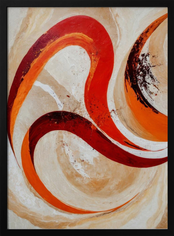 Rote und orange Wirbel auf neutralem Hintergrund | Poster