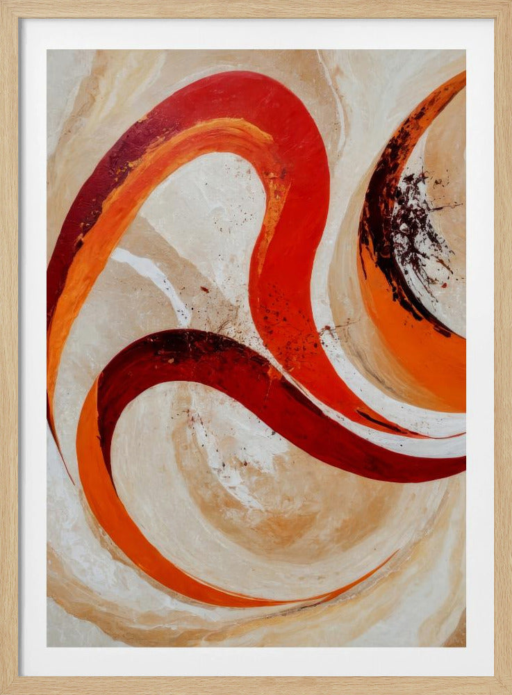Rote und orange Wirbel auf neutralem Hintergrund | Poster