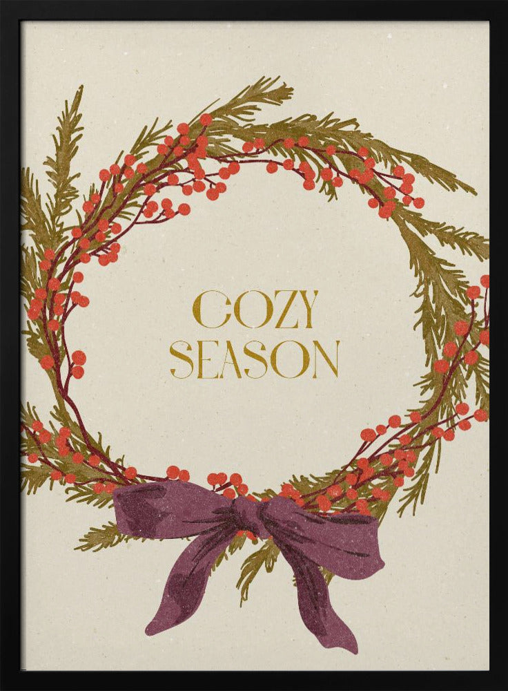 Gemütliche Jahreszeit. Weihnachtskranz mit Schleife | Poster