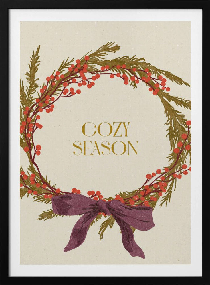 Gemütliche Jahreszeit. Weihnachtskranz mit Schleife | Poster