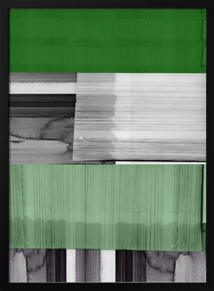 Abstract Black White Green Grey 1 | Poster