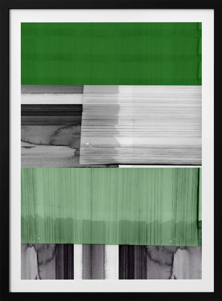 Abstract Black White Green Grey 1 | Poster