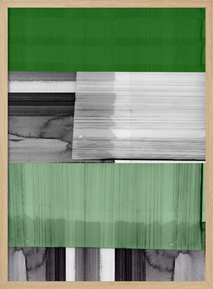 Abstract Black White Green Grey 1 | Poster