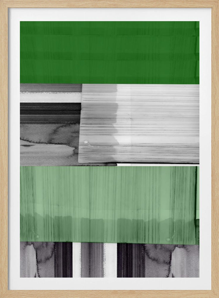 Abstract Black White Green Grey 1 | Poster