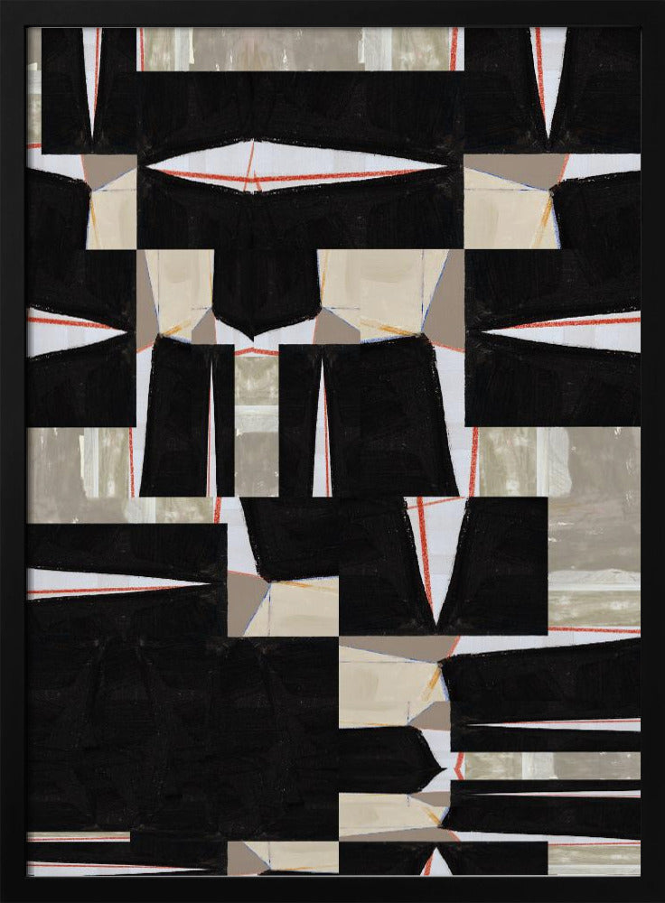 Abstract Black Jigsaw 3 | Poster