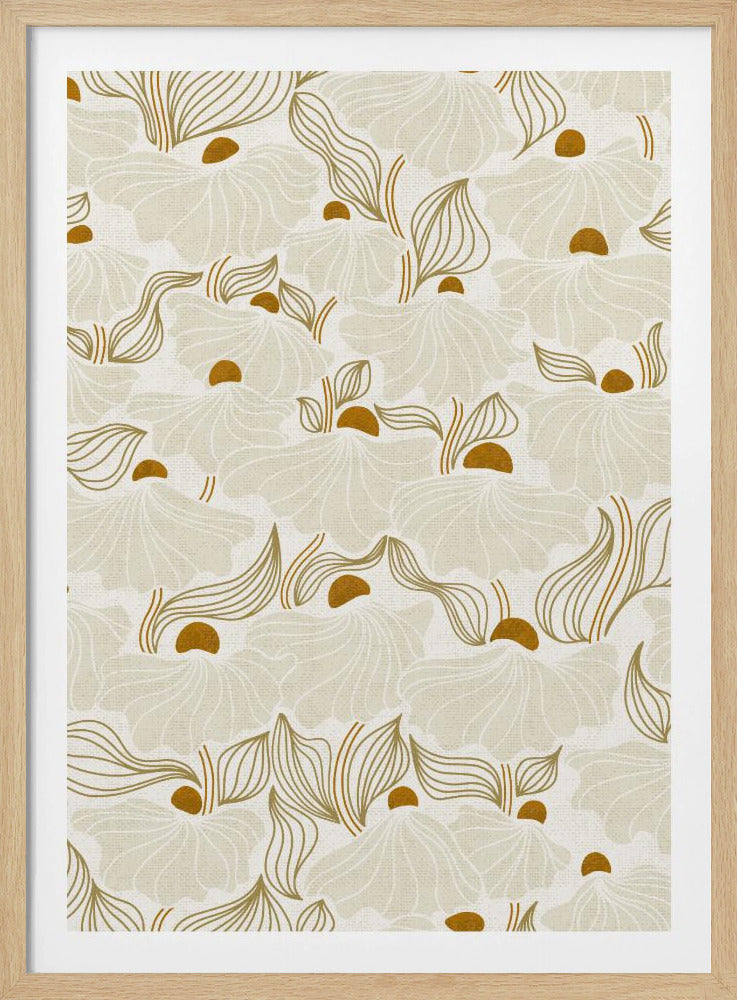 beruhigende Essentials Natürliches Blumenwiesen-Elfenbeinmuster | Poster