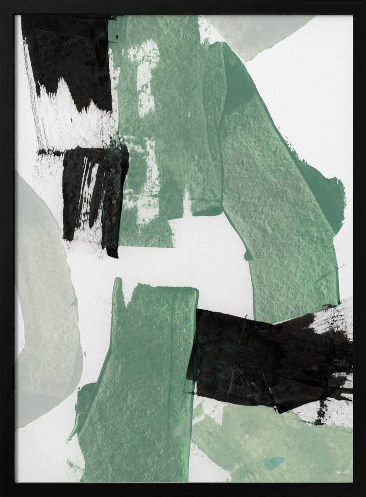 Abstrakte grüne und schwarze Formen Nr. 1 Druck | Poster