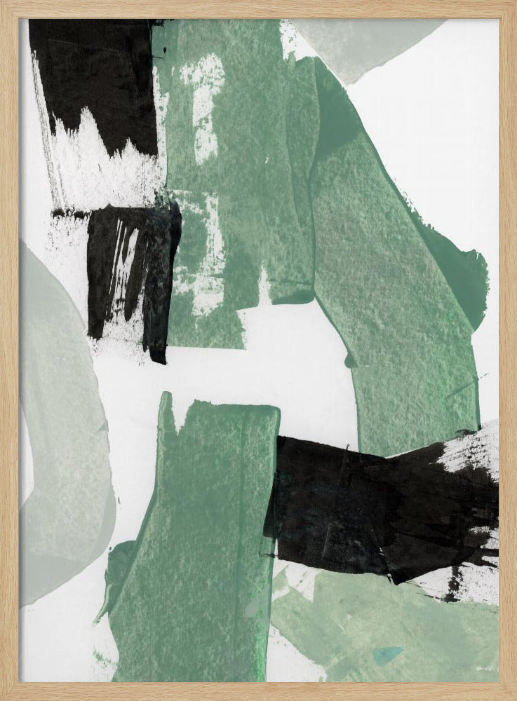Abstrakte grüne und schwarze Formen Nr. 1 Druck | Poster