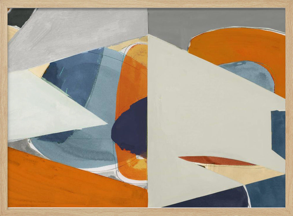 Orange, Blaugrau Abstrakter Kunstdruck | Poster