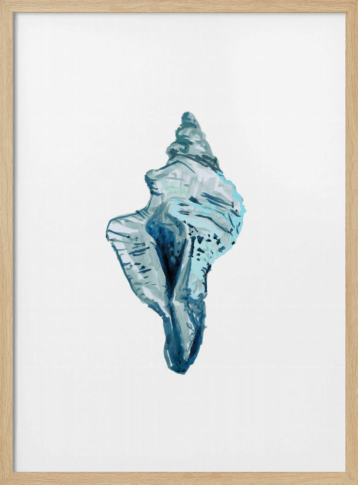 Blaue Muschel auf weißem Hintergrund Nr. 4 | Poster