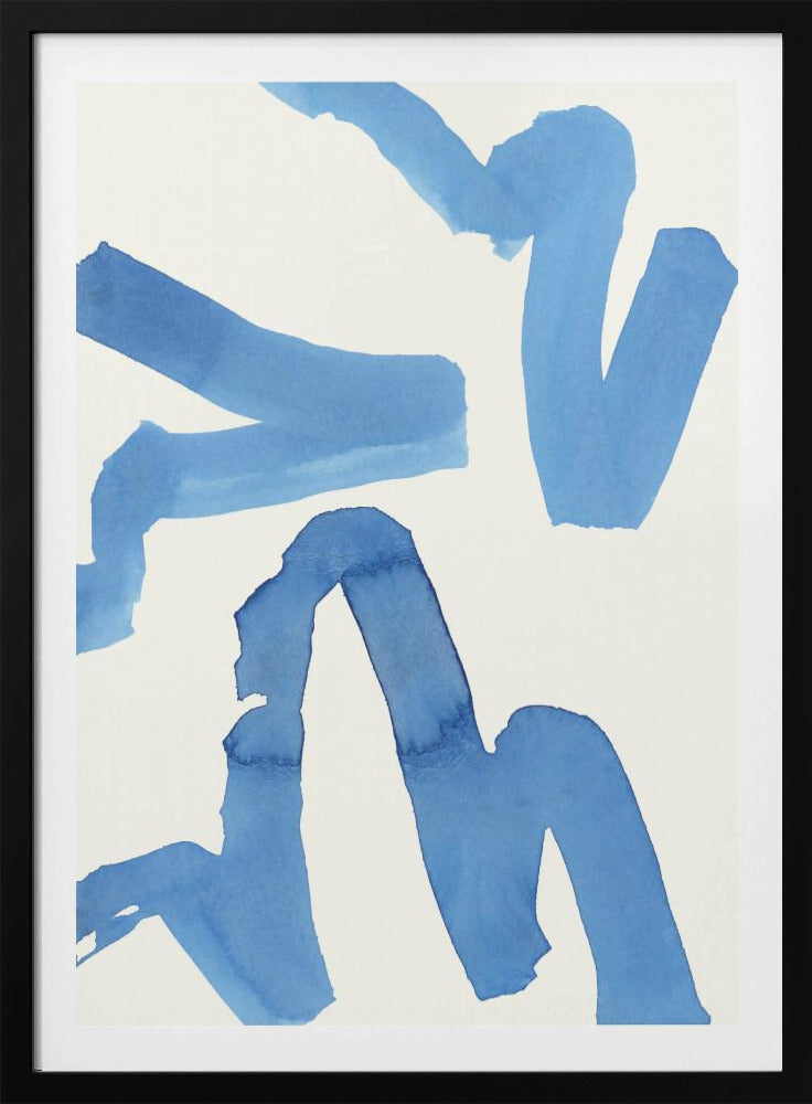 Abstract Blue Brushstrokes Art Print No1 | Poster