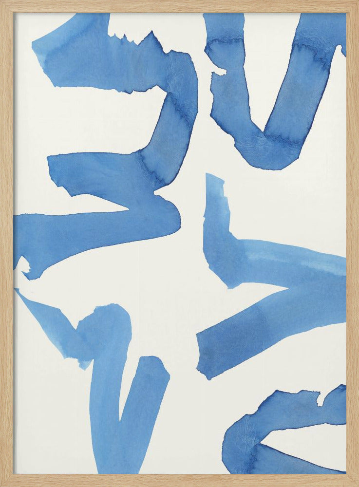 Abstract Blue Brushstrokes Art Print No2 | Poster