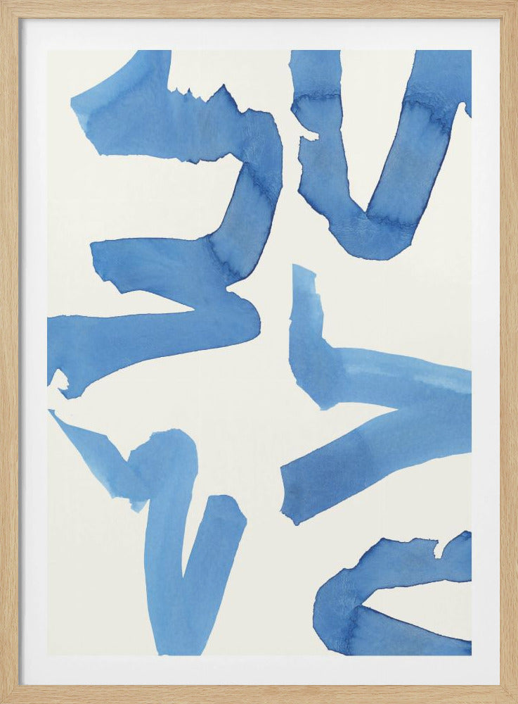 Abstract Blue Brushstrokes Art Print No2 | Poster
