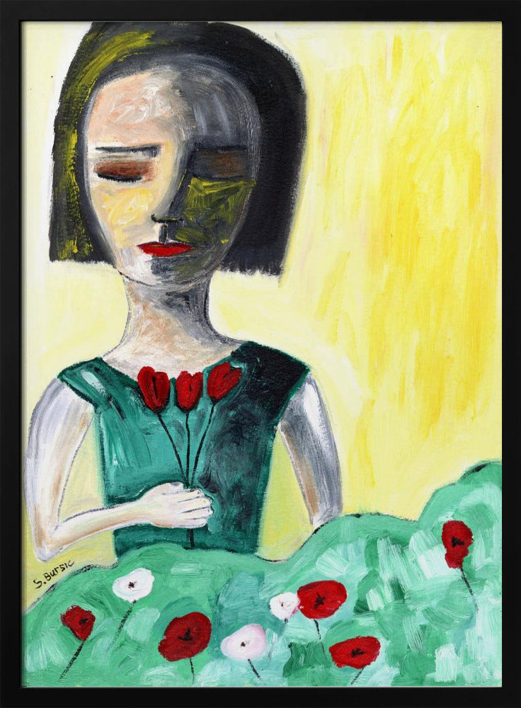 Dame im Garten | Poster