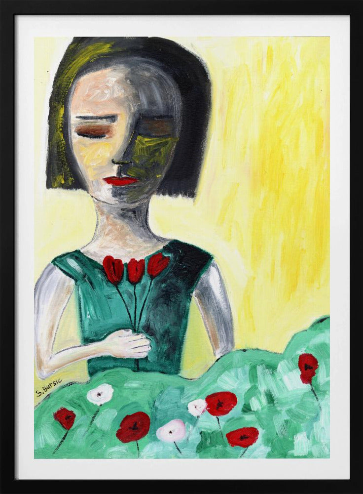 Dame im Garten | Poster