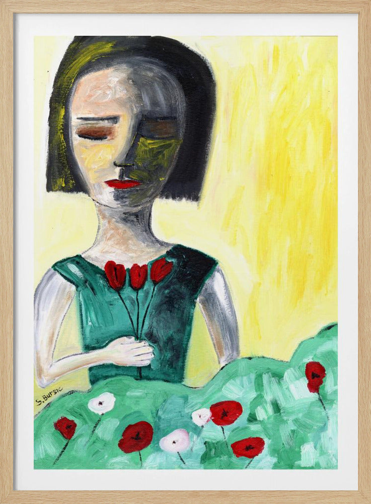 Dame im Garten | Poster