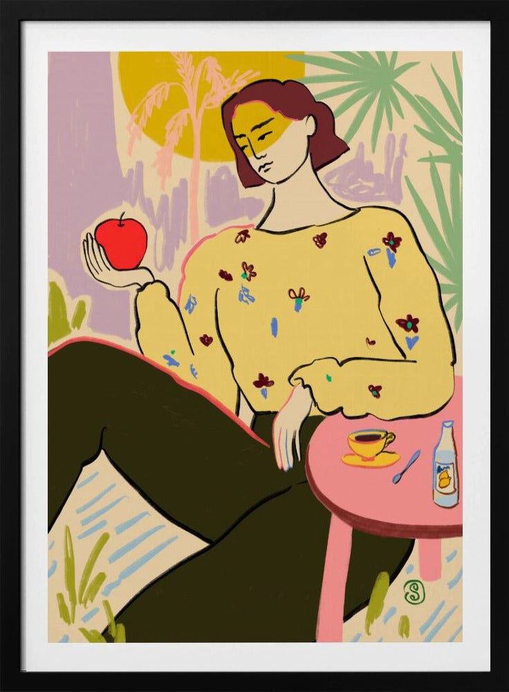 Frau mit Apfel | Poster