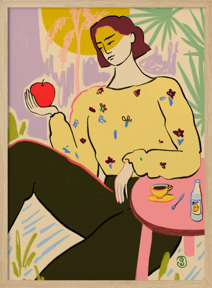 Frau mit Apfel | Poster