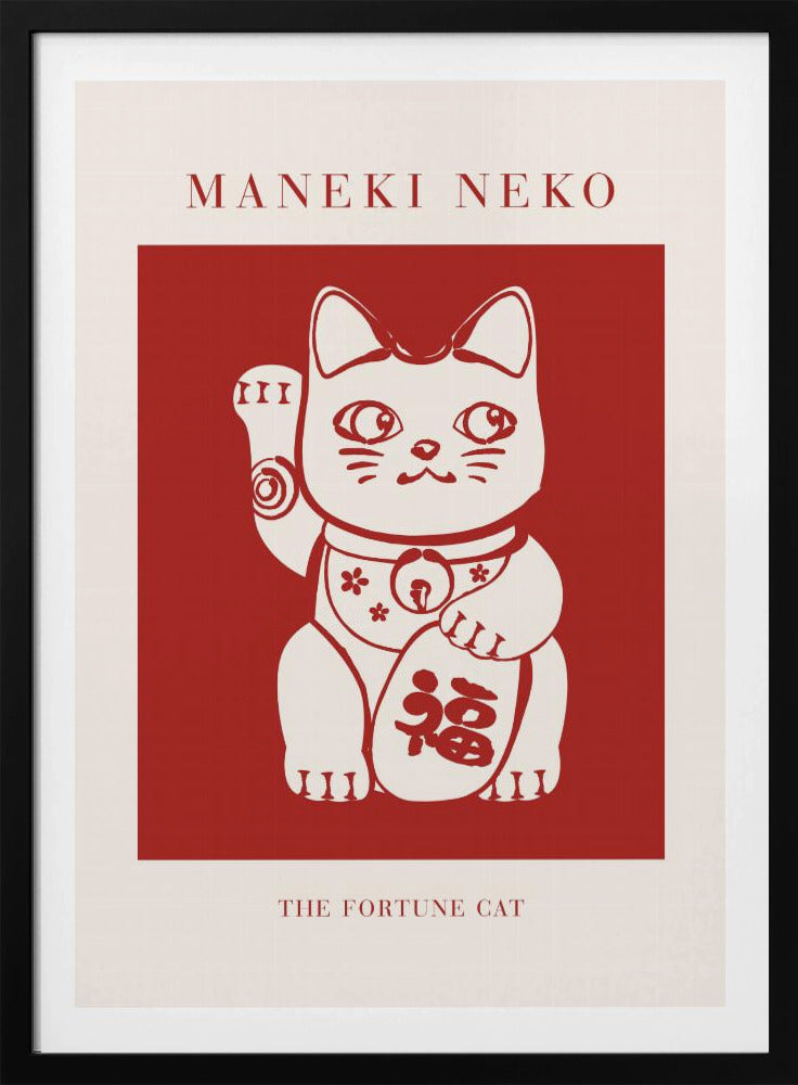 Maneki-Neko Cat Red | Poster