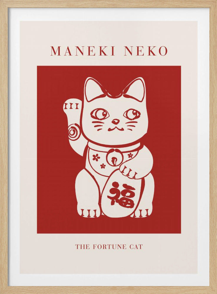 Maneki-Neko Cat Red | Poster